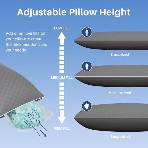 YZ HOME Cooling Body Pillow for Adults- Pillow Insert with Shredded Blue Memory Foam, Soft Support for Side Sleepper, Pregnant Women, Back Pain Relief, Washable Pillowcase (20x54 Inch, Grey) thumbnail 2