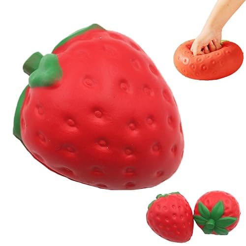 Giant Strawberry Squishy Jumbo, Squeezy Strawberry Stress Ball, Jumbo Squishy Strawberry Fidget Adults, Squishy Toys Large Strawberry, Party Favor Slow Rise Pressure Release Toy (3.14 x 1.96 in) - Image 1