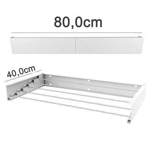 Peggy Perfect Wäscheständer, 80cm weiß zur Wandmontage, Wandwäschetrockner Wandwäscheständer zusammenklappbar, ausziehbar, faltbar u. platzsparend. In- und Outdoor. Aus Edelstahl und Aluminium thumbnail 2