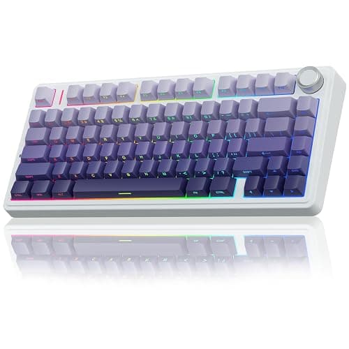 AULA F75 Pro Wireless Mechanical Keyboard,75% Hot Swappable Custom Keyboard,RGB Backlit,Pre-lubed Linear Switches,Side Printed PBT Keycaps Mechanical Gaming Keyboards,Gradient Purple - Image 1