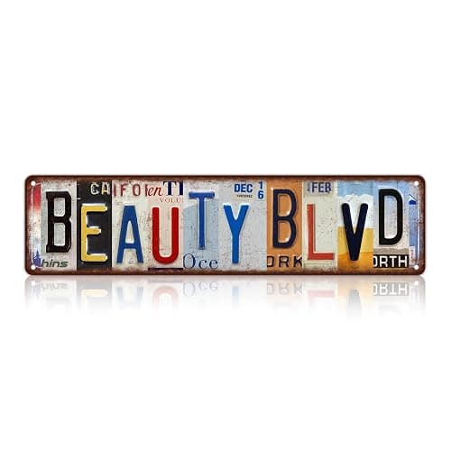 Vintage Beauty Blvd Wall Decor Street Signs Home Bar Coffee Metal Tin Signs 16 x 4 Inches - Image 1