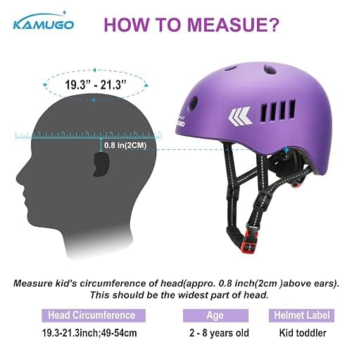 KAMUGO Toddler Helmet Kids Bike Helmet for Girls Boys Ages 2-8 Years,Toddler Bicycle Helmet Suitable for Skateboard Scooter Roller Skating Inline Roller Skating - Purple thumbnail 6