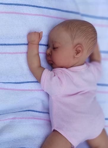 RXDOLL Mini Reborn Baby Dolls Girl Age 3+ 10 Inch Realistic Small Newborn Doll Eyes Closed Lifelike Tiny Silicone Baby That Look Real Cloth Body Vinyl Handmade Baby Doll Toys thumbnail 4