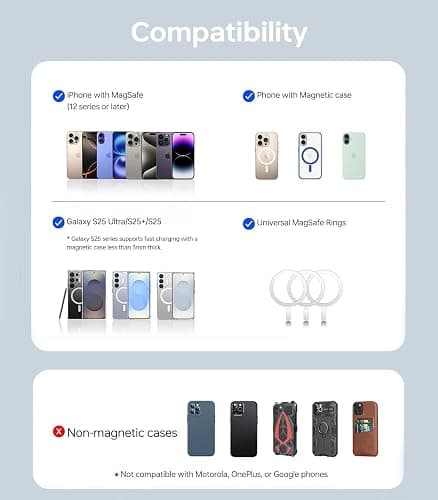[0.3" Ultra Slim] [Alloy-Made] ULiXWH for Magsafe Portable Charger for iPhone, 2026 Upgrade 5000mAh Fast Charging Magnetic Power Bank, Wireless Battery Pack for iPhone 17 Air 16 15 Pro Max 14 13, Pink thumbnail 8