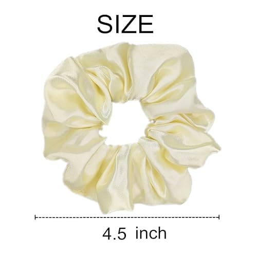 12 Pcs Satin Silk Scrunchies Soft Hair Ties Fashion Hair Bands Bow Ropes Elastic Bracelet Ponytail Holders Hair Accessories for Women and Girls (4.5 Inch, Light Yellow) thumbnail 3