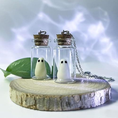 TKHLT Ghost Necklace, (Blue) The Adopt A Ghost in A Bottle Pendant Necklace Halloween Jewelry for Women and Men thumbnail 4