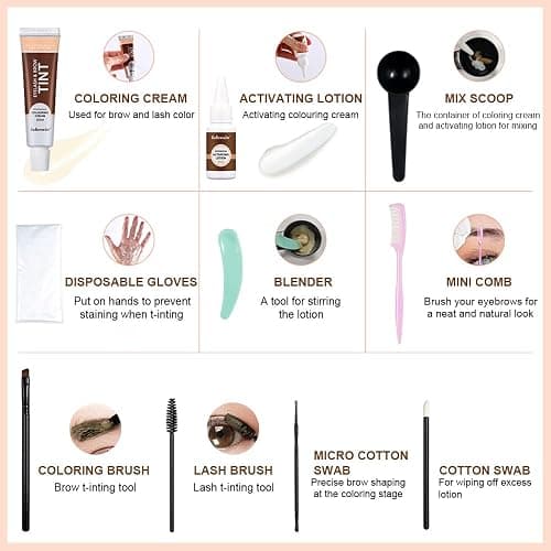 Lash and Brow Color Kit, 2 in 1 Eyelash and Eyebrow Color Set, Professional Lash and Brow Lift Kit with Natural Effects for Home Salon and Beginners, Waterproof, Lasting for 4-6 Weeks (#2, Brow) thumbnail 4
