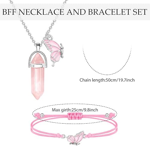MJartoria BFF Necklace and Bracelets for 2-Crystal Friendship Necklace Bracelet Best Friend Necklace Matching Necklace Bracelets Gifts thumbnail 5