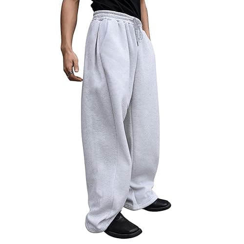 Baggy Sweatpants Men Wide Leg Sweats Pants Loose Cotton Open Bottom Joggers with Pockets Y2k Tall Trousers Streetwear