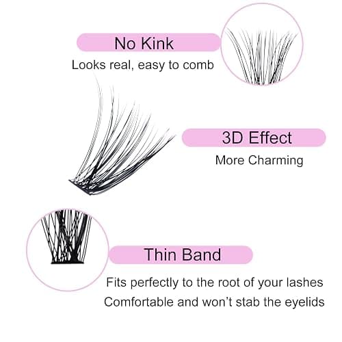 LAUBESS Long Individual D Curl Cluster Lashes Extensions Mixed Tray, DIY Eyelash Faux Mink, Choose Sold by LAUBESS Lashes, Black, 0.07, 0.10 (40D-0.07D-9-16MM), 240Pcs thumbnail 4