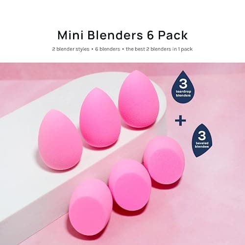 AOA STUDIO Collection MiNi Makeup Sponge Set Blender Latex Free and High-definition of 6 For Powder Cream Liquid, Super Soft Wonder Beauty Cosmetic 3 Tear Drop + Beveled Shape (Pink) thumbnail 2