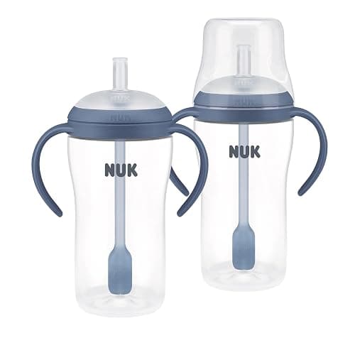 NUK Perfect Match Learner Straw Cup, 8 oz, 2 pack – Soft Straw, Easy-Grip Handles, BPA Free, Spill Proof Transition Sippy Cup - Image 1