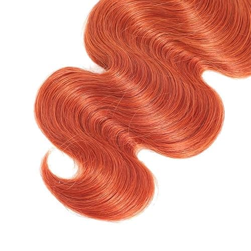 Fumuakoor 26 28 30 Inch Color #350 Bundle Orange Body Wave Human Hair Bundles Unprocessed Virgin Hair Ginger Body Wave Bundle 50 Gram Per Bundle thumbnail 6