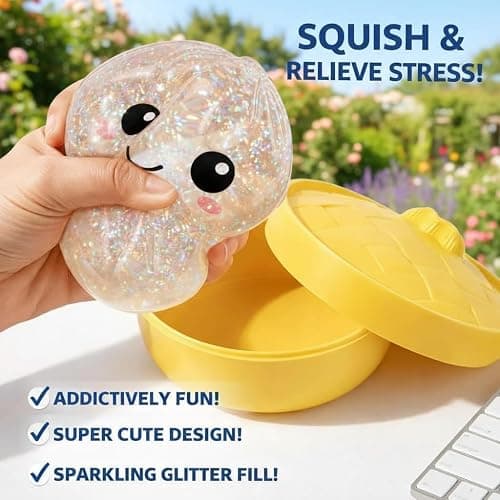 Glitter Dumpling Squishy, 2026 Upgrade Dumpling Squishy Mystery Box, Colorful Dumplings Stress Balls Fidget Sensory Toy, Stocking Stuffers with Food Steamer Stretchy Desk Toys thumbnail 4
