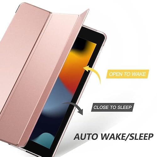 Moko Case for iPad 10.2 iPad 9th Generation 2021/ iPad 8th Generation 2020/ iPad 7th Generation 2019, Slim Stand Hard Back Shell Smart Cover Case for iPad 10.2 inch, Auto Wake/Sleep, Rose Gold thumbnail 5