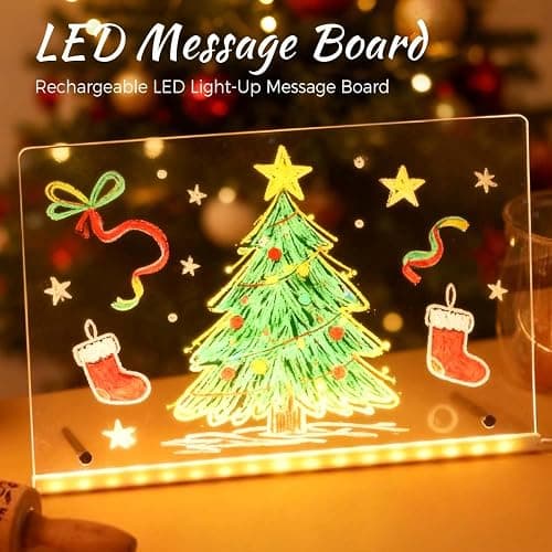 LED Note Board with Colors, 2026 New Led Drawing Board Acrylic Dry Erase Signage Board, Glowing Acrylic Message Marker Board Light up Dry Erase Board with Stand and 7 Colored Pens (A-5.9 * 5.9in) thumbnail 5