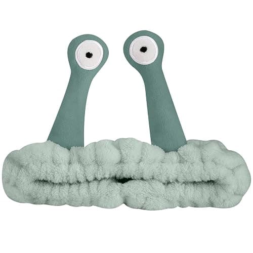 BT-RSTT Face Wash Headband, Spa Hair Bands Makeup Headbands Women Cartoon Cute Coral Fleece Headband Creative Hair Accessories for Washing Face Shower Beauty Skincare (Green Snail) - Image 1