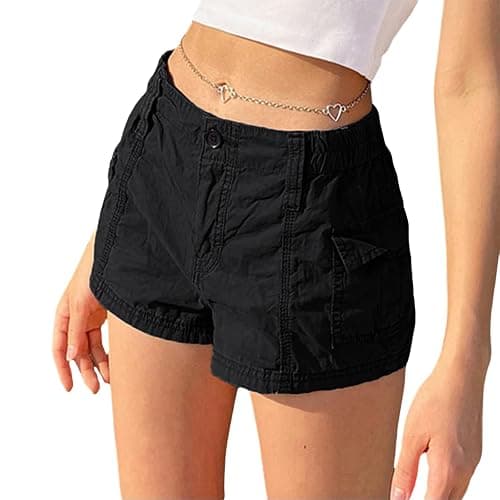 Women Cargo Shorts Elastic Low Waist Pocket Shorts Y2k Egirls Slim Fitted Shorts Vintage Harajuku Streetwear - Image 1