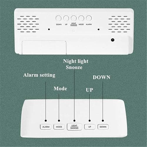RMFC LED Digital Mirror Alarm Clock with Temperature & Date Calendar for Bedside, Bedroom, Office, Snooze, Adjustable Brightness, Voice Control Night Mode (White) thumbnail 3