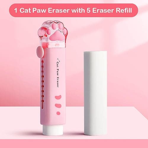 Doraking Cute Eraser, Retractable Kawaii Cat Paw Erasers for Kids, Rubber Push-Pull Eraser for Students Writing Drawing Aesthetic Erasers for School Office Supplies thumbnail 4
