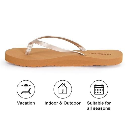 MORMIRAC Womens Slim Leather Comfortable Flip Flops Summer Beach Thong Sandals Arch Support Non Slip thumbnail 3