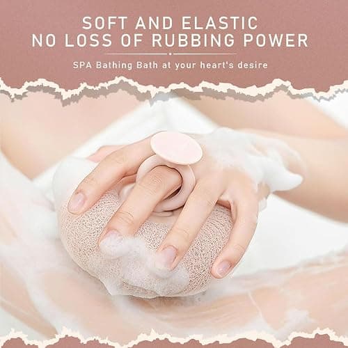 Super Soft Sunflower Suction Cup Bath Ball, 2024 Upgraded 2-in-1 Sunflower Bath Ball Exfoliating Bath Sponge Cleaning Brush, Sponge Mesh Pouf Shower Ball for Women, Men Shower (Apricot+Yellow) thumbnail 2