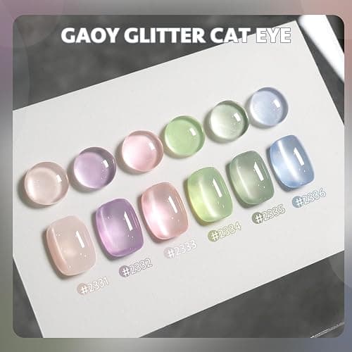 GAOY Green Cat Eye Gel Nail Polish Kit with Magnet, 6 Colors, Minty Fresh | Jelly Green Blue Colors, Magnetic Glitter Glassy Holographic Gel Nail Polish Set, UV/LED Cure Required, DIY Manicure at Home thumbnail 2