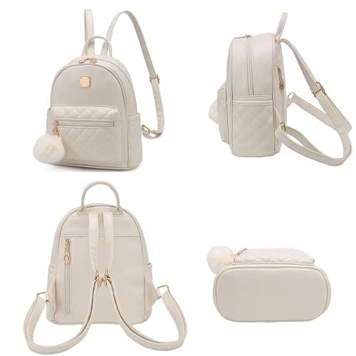 Barsine Girls Fashion Mini Backpack Purse Small Cute Plaid Leather Women Backpacks Little Bag (Ivory) thumbnail 3