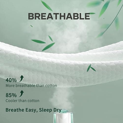 OhGeni 100% Waterproof Mattress Protector,Twin XL Size Mattress Soft Pad,Pet Hair & Bedwetting Resistant,Cooling Fitted Sheets,Washable Bed Cover,Non-Slip Deep Pocket,Noiseless for College Dorm Rooms thumbnail 6