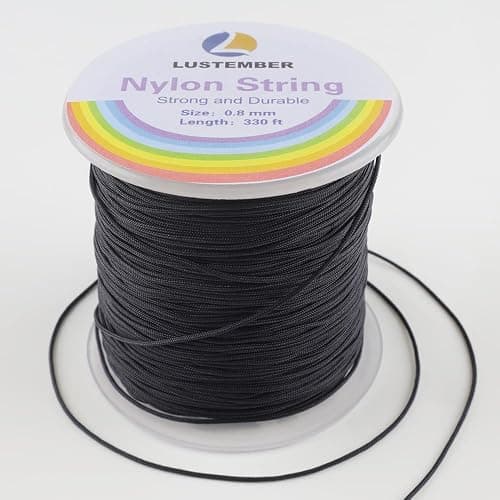 0.8mm Nylon String, Strong Bracelet String, Durable Nylon Cord for Jewelry Making, Bracelets, Beading, Necklaces, Rattail Braiding, Kumihimo, Wind Chimes, Blinds and Handicrafts - Black - Image 1