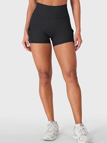 YEOREO CoreFlex Women Workout Shorts | Cargo Pockets, Hidden Scrunch, No Front Seam, Biker Shorts, 3.6"/ 4.5" thumbnail 4