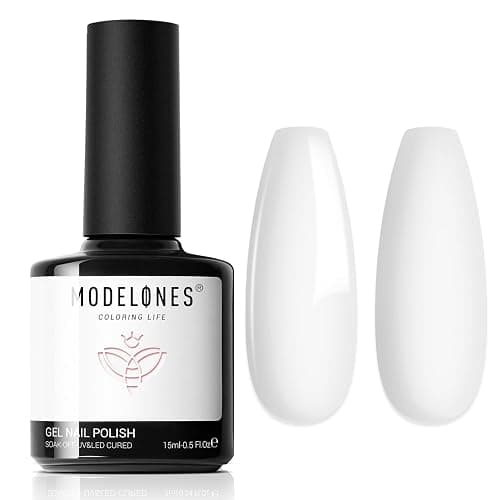Modelones Gel Nail Polish, 1 Pcs 15 ML White Gel Nail Polish Soak Off Pastel Spring Summer Gel Polish White Nail Polish Art Design for Women Girl Nail Lovers Mother's Day Gift Salon DIY Gel Manicure - A0-Milky White - Image 1