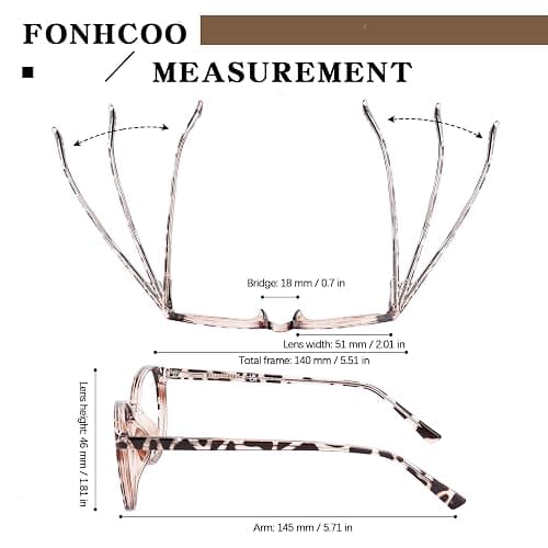 FONHCOO Blue Light Blocking Glasses Women Men Computer Eyeglasses,TR90 Fashion Round Transparent Anti Blue Light Glasses with Anti Eyestrain & UV Glare for Gaming & Reading (Tortoise) thumbnail 5