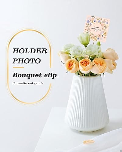 30Pcs Floral Card Holder Picks-Wire Place Card Holder for Wedding-Metal Photo Picture Clip Holder-Table Name Number Holder,Memo Note Holder for Flower Arrangement,Wedding,Baby Shower,Party,Decorations (Gold, Round) thumbnail 6