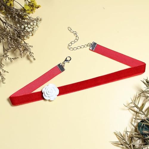 Nova&Aria Chokers Set For Women Heart Pearl Choker Necklaces Flower Pendant Velvet Cute Pink Blue White Black Choker Necklace Classic Tattoo Colorful Lace Chokers thumbnail 3