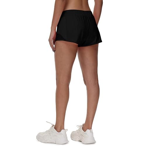 MCEDAR Women's Running Shorts Low Waisted 2.5"，Lightweight Active Workout Quick Dry Gym Athletic Sports Shorts Zip Pocket thumbnail 2