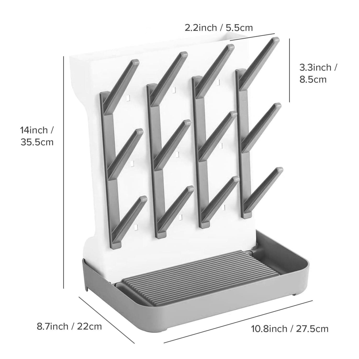 Baby Bottle Drying Rack, Vertical Space Saving Countertop Standing Drying Rack Baby Accessory, Bottle Brsuh, Pacifier, Breast Pump Accessories Drying Stand, Storage Organizer (Gray) - Grey thumbnail 8