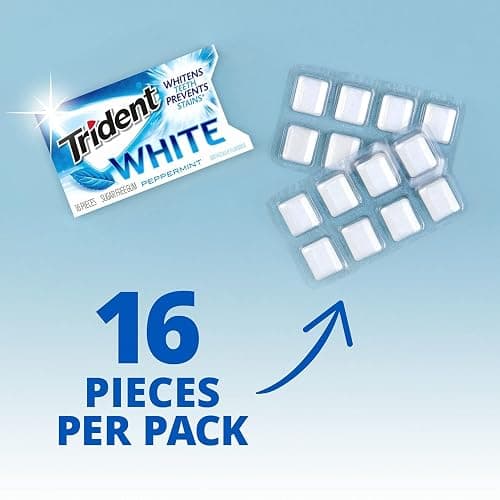 Trident White Peppermint Sugar-Free Chewing Gum, 9 Packs of 16 Pieces (144 Total Pieces) thumbnail 3