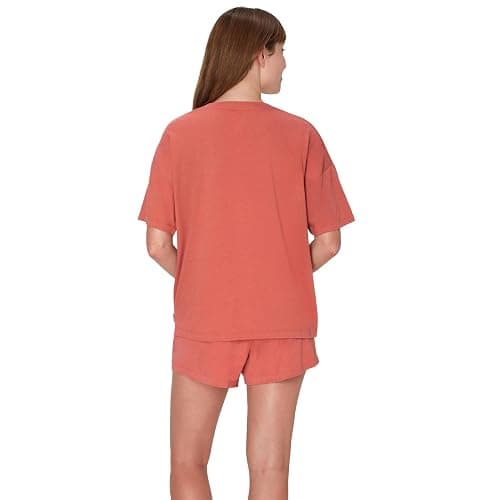 Hanes Women's Originals 2 Piece Lounge, Comfywear Supersoft Boxy T-Shirt & Sleep Shorts Loungewear Set - Medium - Natural Cedar/Natural Cedar thumbnail 2