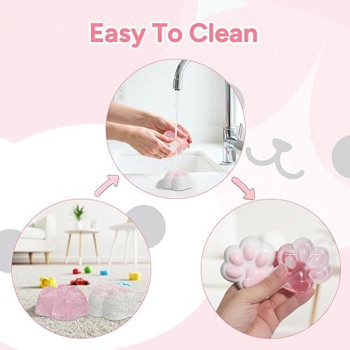 AFKLMNE 2-Pack Taba Squishy Cat Paw Sensory Fidget Toys Adults, Anxiety Stress Relief Squeeze Toy, Soft Cute Kawaii Squishy’s for Desk, School (Pink) thumbnail 5
