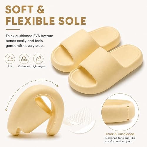 Cloud Slides for Women and Men, Thick Sole Lightweight EVA Pillow Slippers | Soft Non Slip Quick Dry Shower Sandals for Bathroom, Pool, Beach, Indoor and Outdoor Comfort thumbnail 3