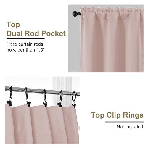 OVZME Blush Pink Blackout Curtains for Girls Bedroom 72 Inch Length 2 Panels Set, Solid Thermal Insulated Energy Saving Window Curtains for Living Room, Dual Rod Pocket Window Drapes, 2x40Wx72L Inches thumbnail 4