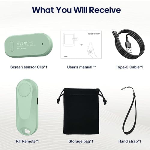 DATAFY [Case-Friendly] Page Turner for Kindle Paperwhite Oasis Kobo eReaders, Camera Camcorder Remote Controls, Page Turner Clicker for ipad Tablets Reading Novels with Wrist Strap Storage Bag Green thumbnail 8