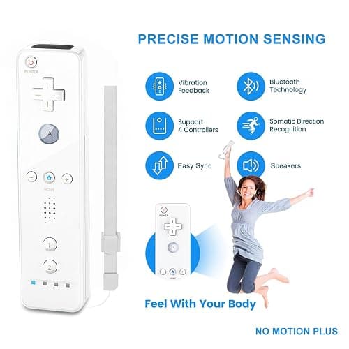 FIOTOK Wii Remote with Nunchuck,Wii Controller with Nunchuck Compatible with Nintendo Wii/Wii U with Silicone Case and Wrist Strap, White thumbnail 3