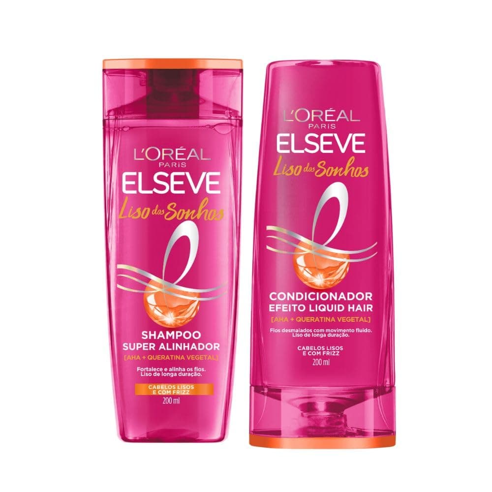 Kit Elseve Liso Dos Sonhos AHA + Queratina Vegetal Shampoo 200ml + Condicionador 200ml (2 produtos) - Image 1