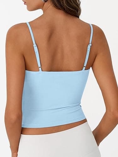 Trendy Queen Womens Spaghetti Strap Tank Top Summer Double Lined Workout Camisole Going Out Cute Tops Y2k Teen Girl Basic - Lightblue - Small thumbnail 4