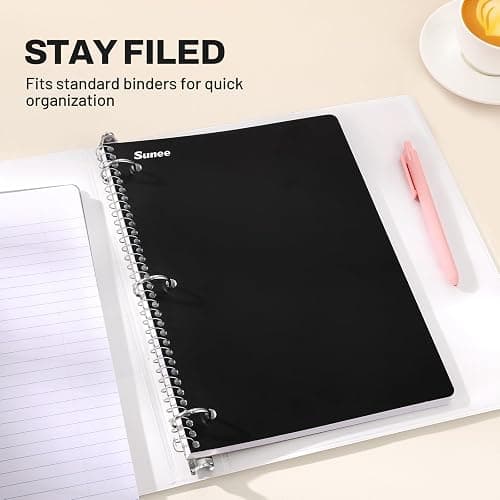 SUNEE Spiral Notebooks, 3 Pack, 1-Subject, College Ruled Paper, 8" x 10-1/2", 70 Sheets per Notebook, Black thumbnail 5