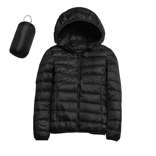 Aniywn Packable Puffer Jacket Women with Hood Lightweight Full Zip Puffer Jacket Quilted Winter Coat Warm Cropped Outwear - Image 1
