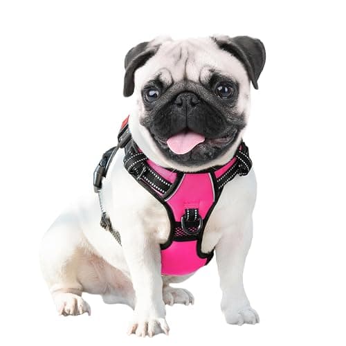 PHOEPET Reflective Dog Harness Large Breed Adjustable No Pull Vest with Handle 2 Metal Rings 3 Buckles [Easy to Put on & Take Off](L, Pink) thumbnail 6