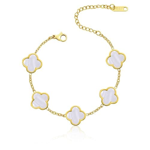 18K Gold-Plated Four Leaf Clover Bracelet for Women ，Adjustable lucky Bracelet Set Jewelry ，Jewelry Gifts for Women - Image 1